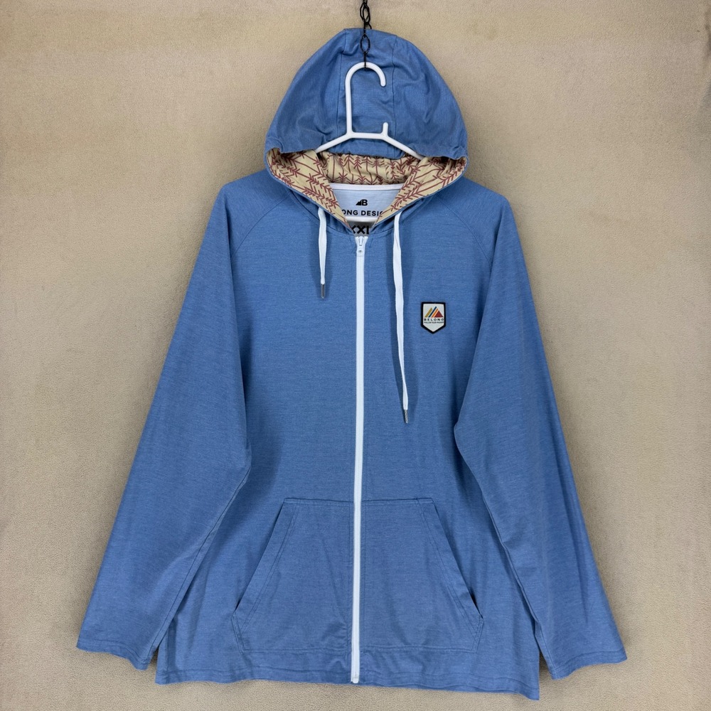 Belong Designs Full Zip‎ Hoodie Men's XXL Blue Recycled Polyester Bamboo Blend